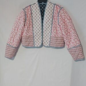 Source Unknown Pink and Blue Patterned Women's Blazer